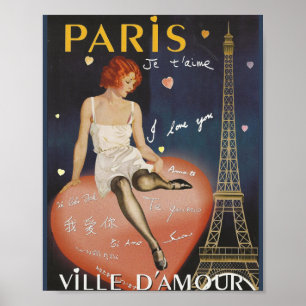 Paris je t' aime, altes Poster. Poster