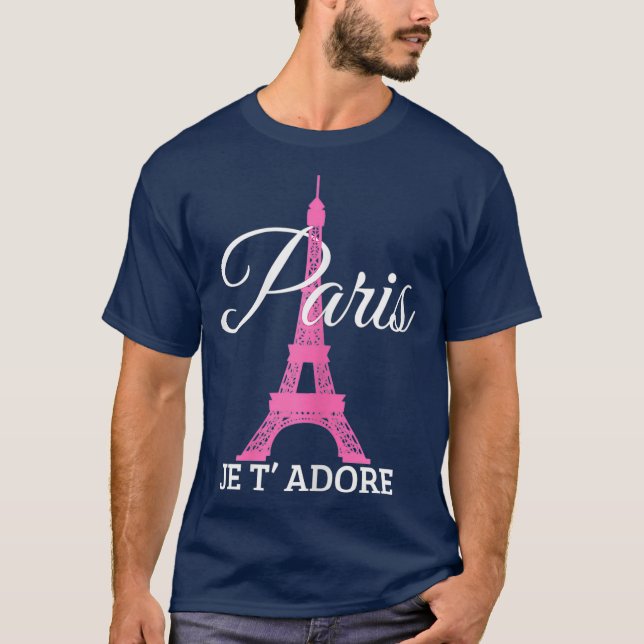 Paris Je Tadore France Pink Eiffel Tower Gift T-Shirt (Vorderseite)