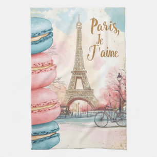 Paris, Je T'aime - Eiffelturm mit Macarons Geschirrtuch