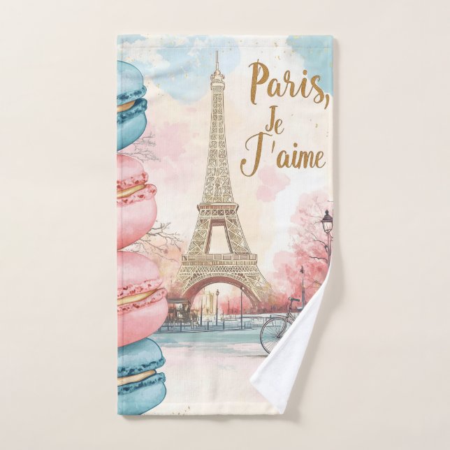 Paris, Je T'aime - Eiffelturm mit Macarons Handtuch (Handtuch)