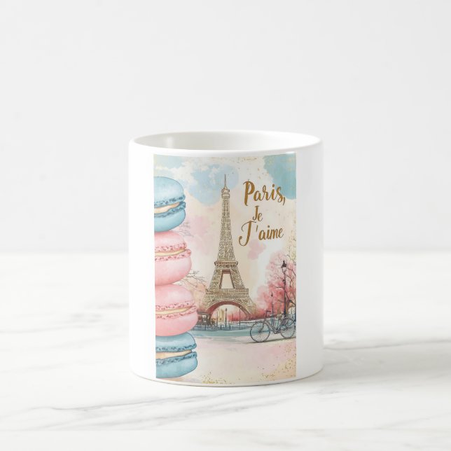 Paris, Je T'aime - Eiffelturm mit Macarons Kaffeetasse (Mittel)
