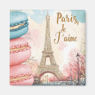 Paris, Je T'aime - Eiffelturm mit Macarons Magnet