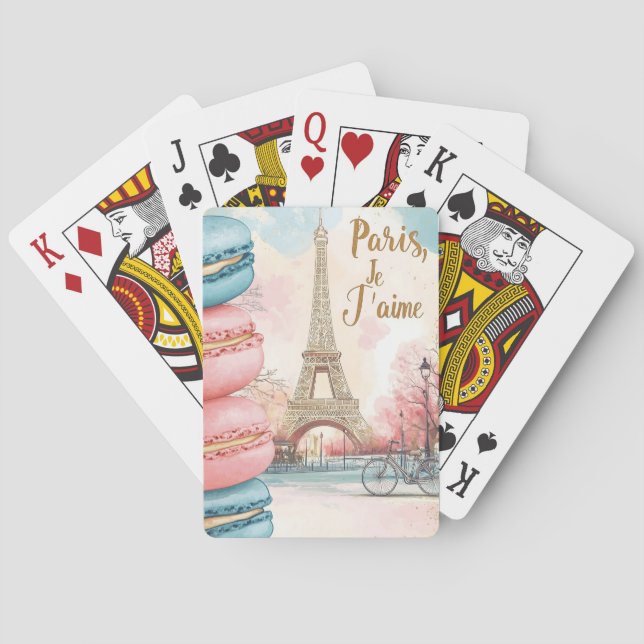 Paris, Je T'aime - Eiffelturm mit Macarons Spielkarten (Rückseite)
