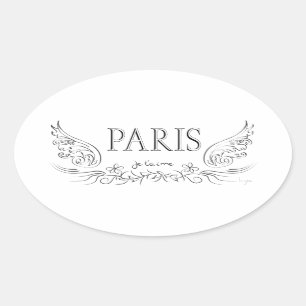 PARIS Je t'aime (ich liebe dich) Ovaler Aufkleber