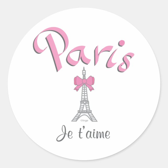 Paris - Je t'aime (Ich Liebe dich) Runder Aufkleber (Vorderseite)