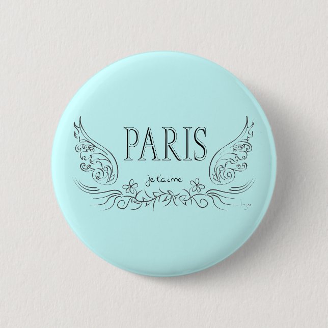 PARIS Je t'aime (in Liebe du) Button (Vorderseite)