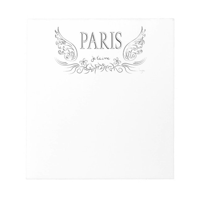 PARIS Je t'aime (in Liebe du) Notizblock (Vorderseite)