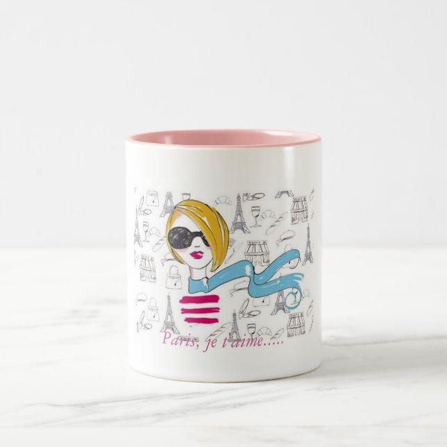 Paris, je t'aime ..... zweifarbige tasse (Mittel)