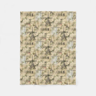 Paris Joyeux Noel Weihnachts Vintage Fleece Decke