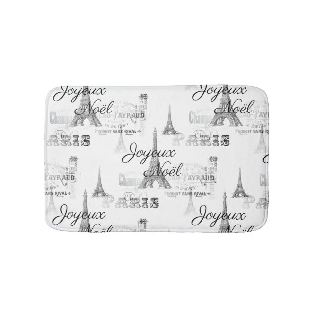 Paris Joyeux Weihnachten Weihnachten B&W Bathmat Badematte (Vorderseite)