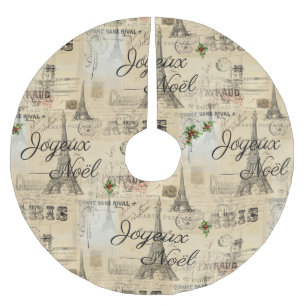 Paris Joyeux Weihnachten Weihnachten Vintager Baum Polyester Weihnachtsbaumdecke