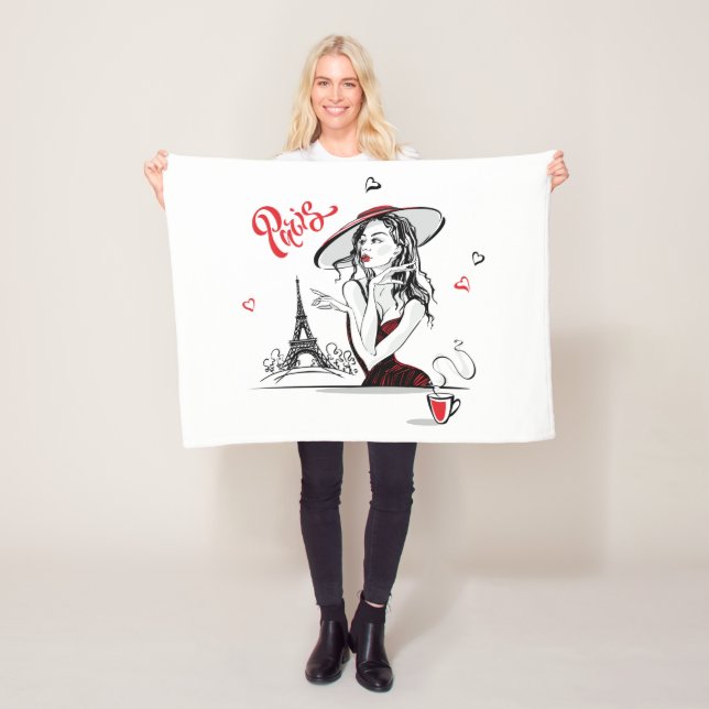 Paris & Kaffee, rot Fleecedecke (Beispiel)