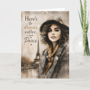 Paris Kaffee Träume Chic Mode Inspirierte Grußkart Karte
