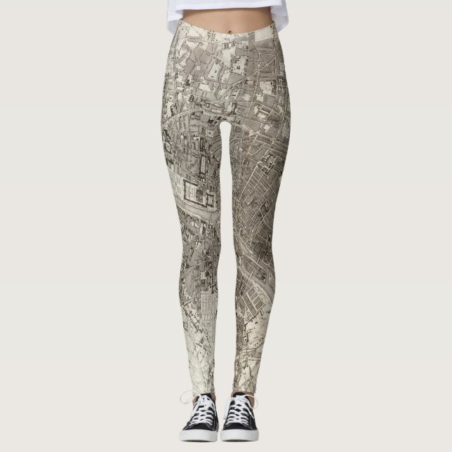 Paris-Karte Leggings (Vorderseite)