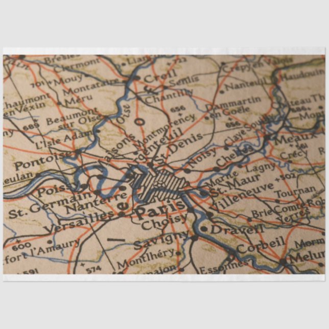 Paris Karte Seidenpapier (Vorderseite)