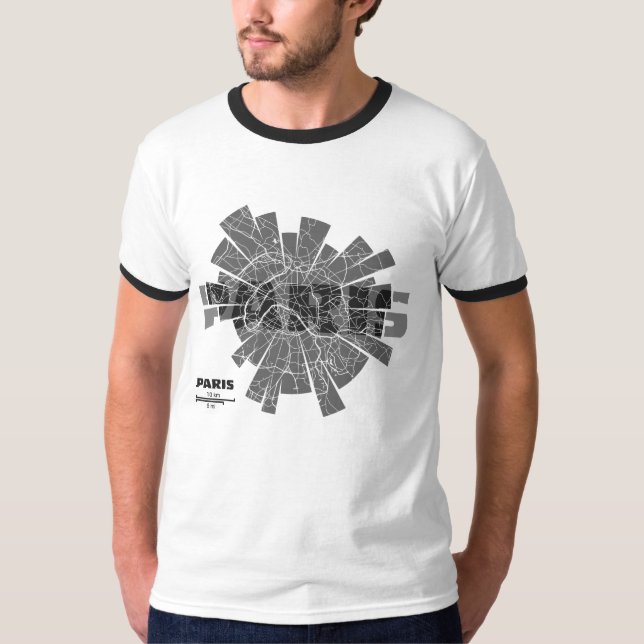 Paris-Karten-Wecker-T - Shirt (Vorderseite)
