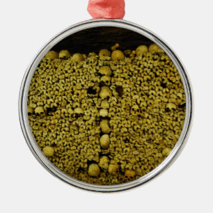 Paris-Katakomben-Schädel und Knochen Silbernes Ornament