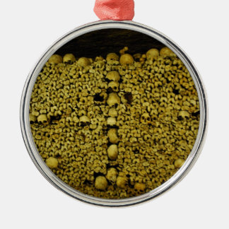 Paris-Katakomben-Schädel und Knochen Silbernes Ornament