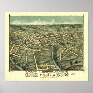 Paris Kentucky 1870 Panoramakarte Poster
