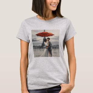 Paris Kiss Under the Red Umbrella T - Shirt