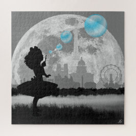 PARIS Kleines Girl Making Blue Bubble Art Puzzle