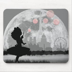 PARIS Kleines Mädchen macht rosa Blasen-Mauspad Mousepad