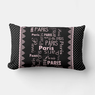 Paris Kollektion Polka Punkt, schwarz, rosa Lendenkissen
