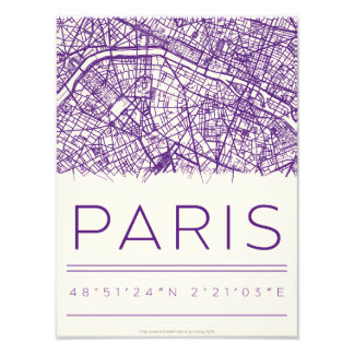 Paris Koordinaten Stadtplan Poster – Minimale Stad