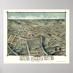 Paris, KY Panoramic Map - 1870 Poster