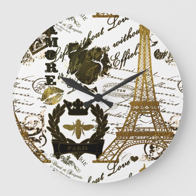 Paris: La-Ausflug Eiffel Große Wanduhr (Vorderseite)
