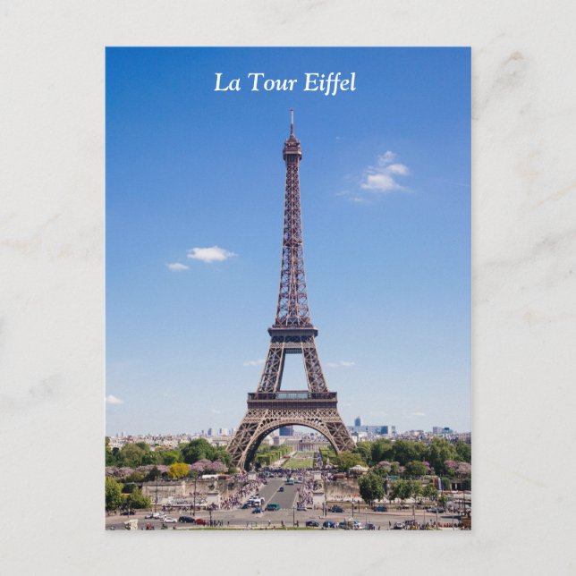 Paris La Tour Eiffel auf dem klaren, blauen Himmel Postkarte (Vorderseite)
