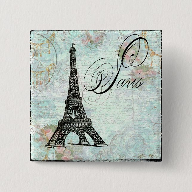 Paris La Tour Eiffel Französisches Design Button (Vorderseite)