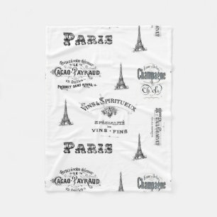 Paris Label Collage Fleece-Decke Fleecedecke