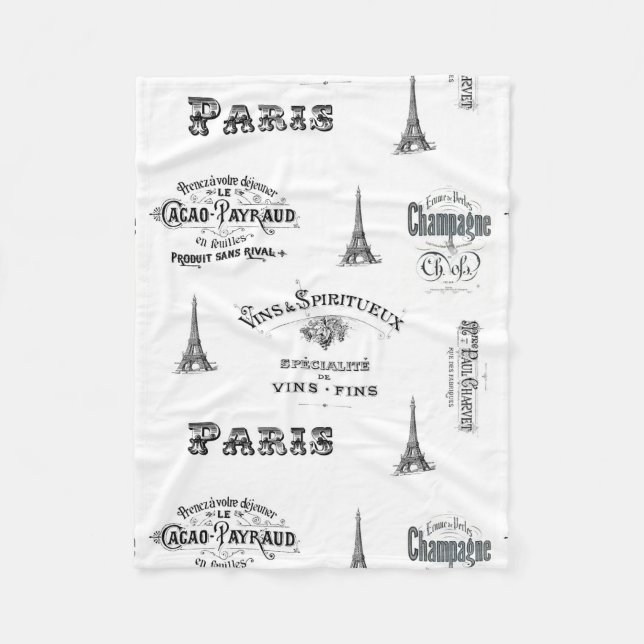 Paris Label Collage Fleece-Decke Fleecedecke (Vorderseite)