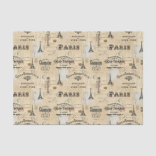 Paris Label Collage Französische Postkarten Seiden Seidenpapier