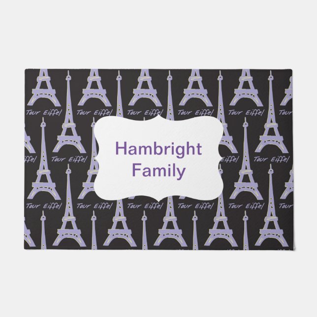 Paris Label French Pink Personalisiert Doormat Fußmatte (Vorderseite)