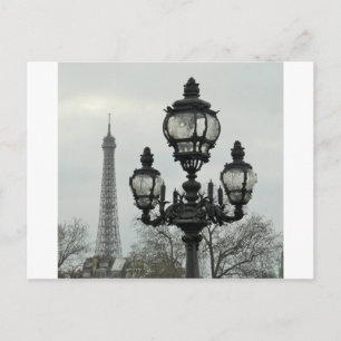 Paris Lamp Post und Eiffelturm Szene Postkarte