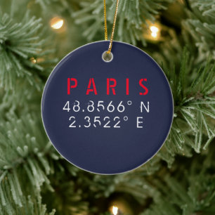 Paris Längengrad Breitengrad Marineblau Keramik Ornament