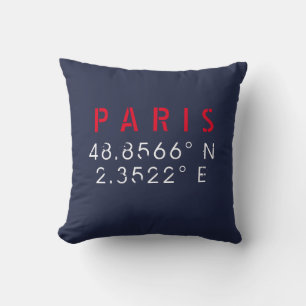 Paris Längengrad Latitude Navy Throw Kissen