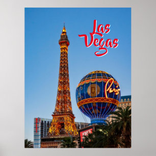 Paris Las Vegas am Abend Postkarte Poster