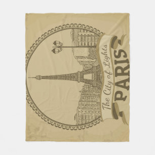 Paris Lichter: Vintage Landschaftspostkarte Fleecedecke