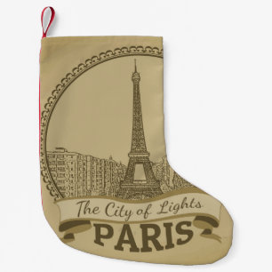 Paris Lichter: Vintage Landschaftspostkarte Kleiner Weihnachtsstrumpf