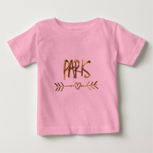 Paris Liebe Frankreich Gold Look Typografie Elegan Baby T-shirt (Vorderseite)