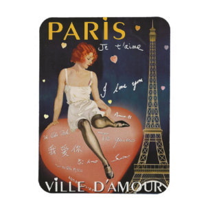 Paris liebe ich, alter Poster. Magnet
