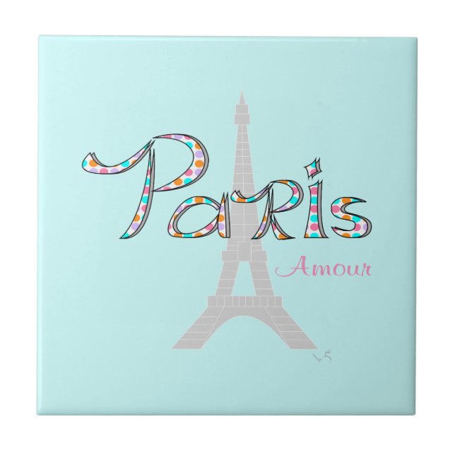 PARIS Liebe mit Eiffelturm Fliese (Vorderseite)