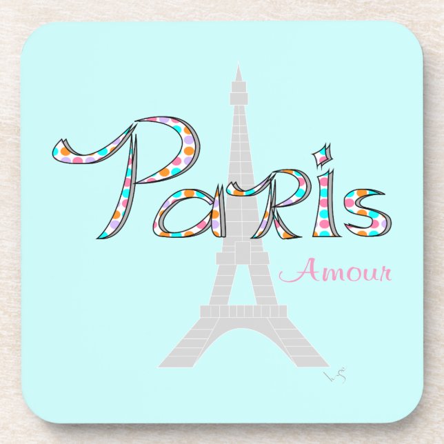 PARIS Liebe mit Eiffelturm Untersetzer (Vorderseite)