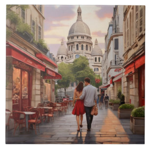 Paris Liebe: Romantisches Paar an der Sacre Coeur  Fliese