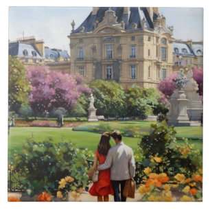 Paris Liebe: Romantisches Paar Jardin du Luxembour Fliese