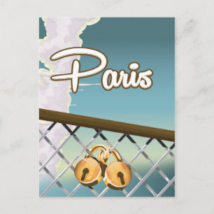 Paris Liebesschlösser Postkarte