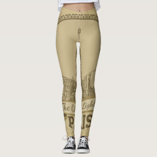 Paris Lights: Vintage Landschaft Postkarte Leggings